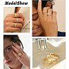 3Pcs 3 Styles Zinc Alloy Micro Pave Clear Cubic Zirconia Finger Rings FS-WG142C0-03-2
