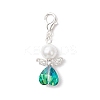 Heart Angel Glass & Glass Pearl Pendant Decorations HJEW-JM03773-04-4