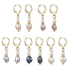 Oval Brass Natural Freshwater Pearl Leverback Earrings EJEW-JE06815-1