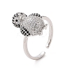Cubic Zirconia Penguin Open Cuff Ring RJEW-G283-02P-1