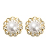 Flower Brass Micro Pave Clear Cubic Zirconia Stud Earring Findings KK-D102-07G-4