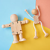 Unfinished Blank Wooden Robot Toys AJEW-TA0001-03-3