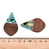 Transparent Resin and Walnut Wood Pendants RESI-T057-06J-4