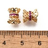 Brass Micro Pave Magenta Cubic Zirconia Beads KK-M318-32G-3