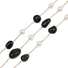Natural Obsidian Nuggets & 316 Stainless Steel Handmade Link Chains CHS-K021-14G-02-1