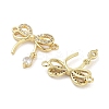 Rack Plating Brass Pave Clear Cubic Zirconia Bowknot Connector Charms KK-Z064-35G-02-2