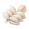 Natural Cowrie Shell Color-Changing Cluster Pendants PALLOY-JF03560-02-4
