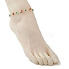Brass Enamel with Green Glass Red Cherry Link Anklets for Women AJEW-AN00772-5