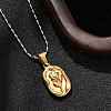 304 Stainless Steel Rose Pendant Necklaces for Women NJEW-S439-01B-GP-3