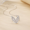 925 Sterling Silver Clear Cubic Zirconia Heart Pendant Cable Chain Necklaces for Women FS-WG5B033-01-2