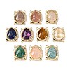 Brass Micro Pave Cubic Zirconia Multi-Strand Links with Natural Gemstone KK-Z096-03G-1