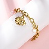 304 Stainless Steel Cable Chain Charm Bracelets BJEW-L708-05G-1
