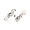 Natural Pearl with Curb Chains Dangle Stud Earrings EJEW-E264-03-3
