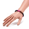 Natural Agate & Tiger Eye(Dyed & Heated) & Black Onyx Round Beaded Stretch Bracelet BJEW-JB08400-01-3