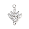 Brass Pave Clear Cubic Zirconia Leaf Links Connector Charms LS-KK-Z061-02P-01-1
