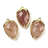 Natural Strawberry Quartz Faceted Pendants G-M431-06G-06-1