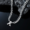 304 Stainless Steel Initial Pendant Cuban Link Chain Necklaces FS-WGB15F2-01-2