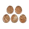 Natural Wood Lace Stone Pendants G-N349-07C-1