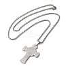 Non-Tarnish Saint Christopher Cross 201 Stainless Steel Box Chain Pendant Necklaces for Women and Men LS-NJEW-F324-01P-2