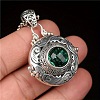Alloy & Glass Hollow Flat Round Cage Pendant Necklaces for Diffuser Ball FS-WGCD084-01-2