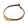 Ethnic Style Brass Bell Charm Braided Waxed Cord Adjustable Anklets for Women FS-WG2B00D-01-5
