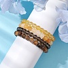 4Pcs Constellation 8mm Round Natural Yellow Tiger Eye & Jade & Synthetic Citrine & Smoky Quartz Beaded Stretch Bracelets for Women BJEW-JB10635-3