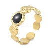 Ion Plating(IP) 304 Stainless Steel Enamel Textured Round Cuff Finger Rings RJEW-L107-066G-02-1