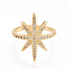 Brass Micro Pave Clear Cubic Zirconia Cuff Rings for Women KK-T074-07G-2