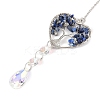 Wire Wrapped Natural Lapis Lazuli Heart with Tree of Life Pendant Decorations HJEW-K046-02P-08-4