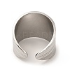 Non-Tarnish 304 Stainless Steel Textured Wide Open Cuff Ring for Women LS-RJEW-E070-01P-3