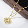 Brass Micro Pave Clear Cubic Zirconia Hollow Love Heart Pendant Necklaces for Women NJEW-M088-02G-03-5