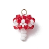 7Pcs 7 Colors Handmade Glass Seed Beaded Mushroom Pendants PALLOY-MZ00621-3
