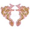 2Pcs 2 Styles Dragon Shape Polyester Embroidery Sew on Flower Appliques PATC-MA0001-36-1