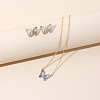 Butterfly Acrylic Rhinestone with Iron Pendant Necklaces & Stud Earrings Sets for Women WGFFCAF-08-2