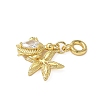 Brass Pave Clear Cubic Zirconia Sea Animals European Dangle Charms KK-I371-39G-01-2