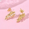 Leaf Brass Stud Earrings EJEW-P341-01P-3