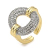 Rack Plating Brass Micro Pave Cubic Zirconia Cuff Finger Rings for Women RJEW-C114-16J-G-1