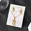Gecko 201 Stainless Steel Pendant Necklaces & Stud Earrings Sets for Women SJEW-Q025-07G-1