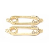 Eco-Friendly Rack Plating Brass Micro Pave Clear Cubic Zirconia Connector Charms KK-F845-04G-2