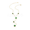 304 Stainless Steel Glass Rhombus Long Y Tassel Necklaces for Women WGE6B13-02-2