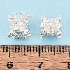 925 Sterling Silver Pave Clear Cubic Zirconia Flower Beads STER-T008-40S-4