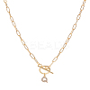 1Pc 304 Stainless Steel Chain & Brass Micro Pave Cubic Zirconia Letter Pendant Necklaces NJEW-LP0001-36Q-G-1