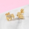 Brass & Crystal Rhinestone Stud Earrings for Women EJEW-G464-04G-02-3