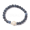 Dyed Natural Weathered Agate Round Beads Stretch Bracelets BJEW-JB11078-03-1