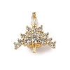 Brass Micro Pave Clear Cubic Zirconia Hoop Earring Findings KK-D369-03G-1