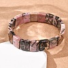 Natural Rhodonite Faceted Beaded Stretch Bracelets for Women BJEW-K251-08I-3
