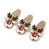 Christmas Deer Glitter Gretel Fabric with PU leather Snap Hair Clips PHAR-G006-05P-1