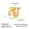 Irregular 304 Stainless Steel Cubic Zirconia Cuff Open Rings for Women RA2180-5-1