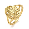 Oval with Virgin Mary Brass Open Cuff Rings for Women RJEW-Z050-08G-1
