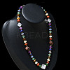 Natural Red Jasper & Red Agate & Quartz Crystal & Green Aventurine & Blue Spot Stone & Topaz Jade & Mahogany Obsidian & Tiger Eye & Synthetic Malachite Beaded Necklaces NJEW-B137-01-1